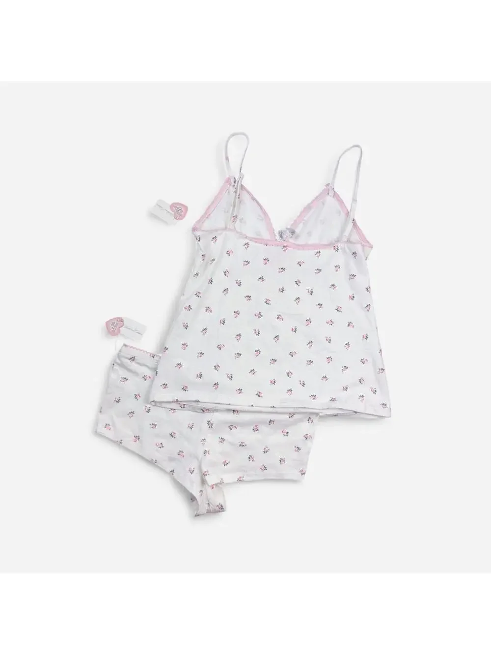 Coquette Floral Rosebud Cami and Shorts Pajama Set in White